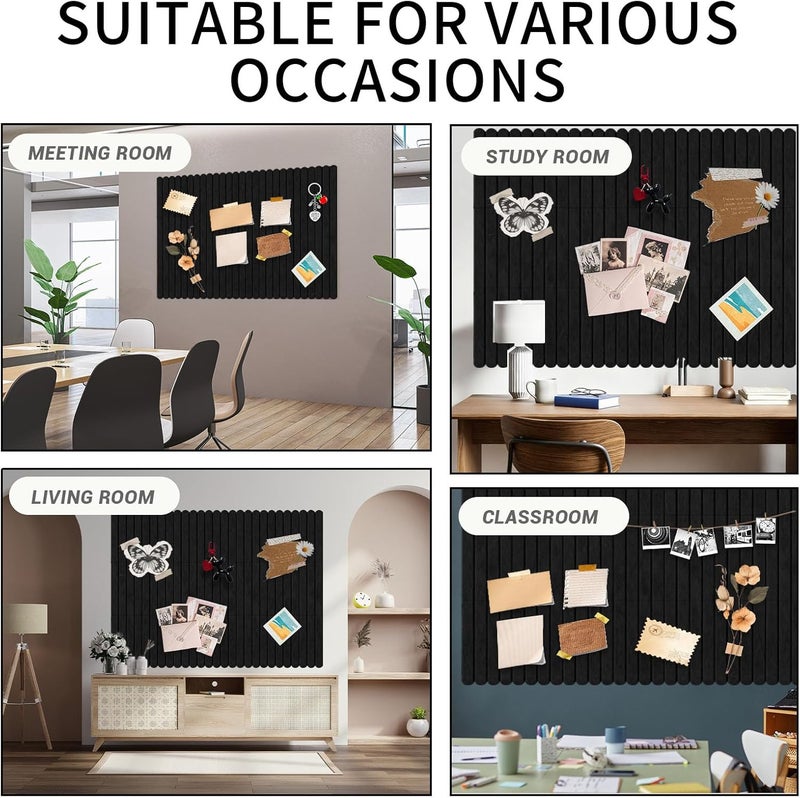 Himake Large Felt Bulletin Board 47" x 35", Cork Board for Walls 12 Pack with 60 Safe Removable Adhesive Tabs, Felt Boards for Home Office Classroom with 50 Push Pins, Black - Image 2